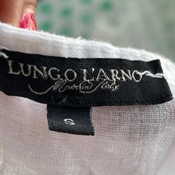 LUNGO L'ARNO | White Linen Sleeveless Top Sz S - Picture 5 of 9